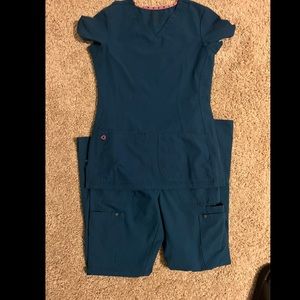 HeartSoul scrub set in Caribbean blue XXS top and XS bottom